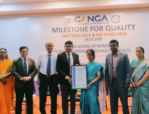 கோவை கங்கா நர்சிங் அன்ட் அலைடு ஹெல்த் சயின்சஸ் கல்லூரிக்கு ஐஎஸ்ஓ சான்றிதழ்